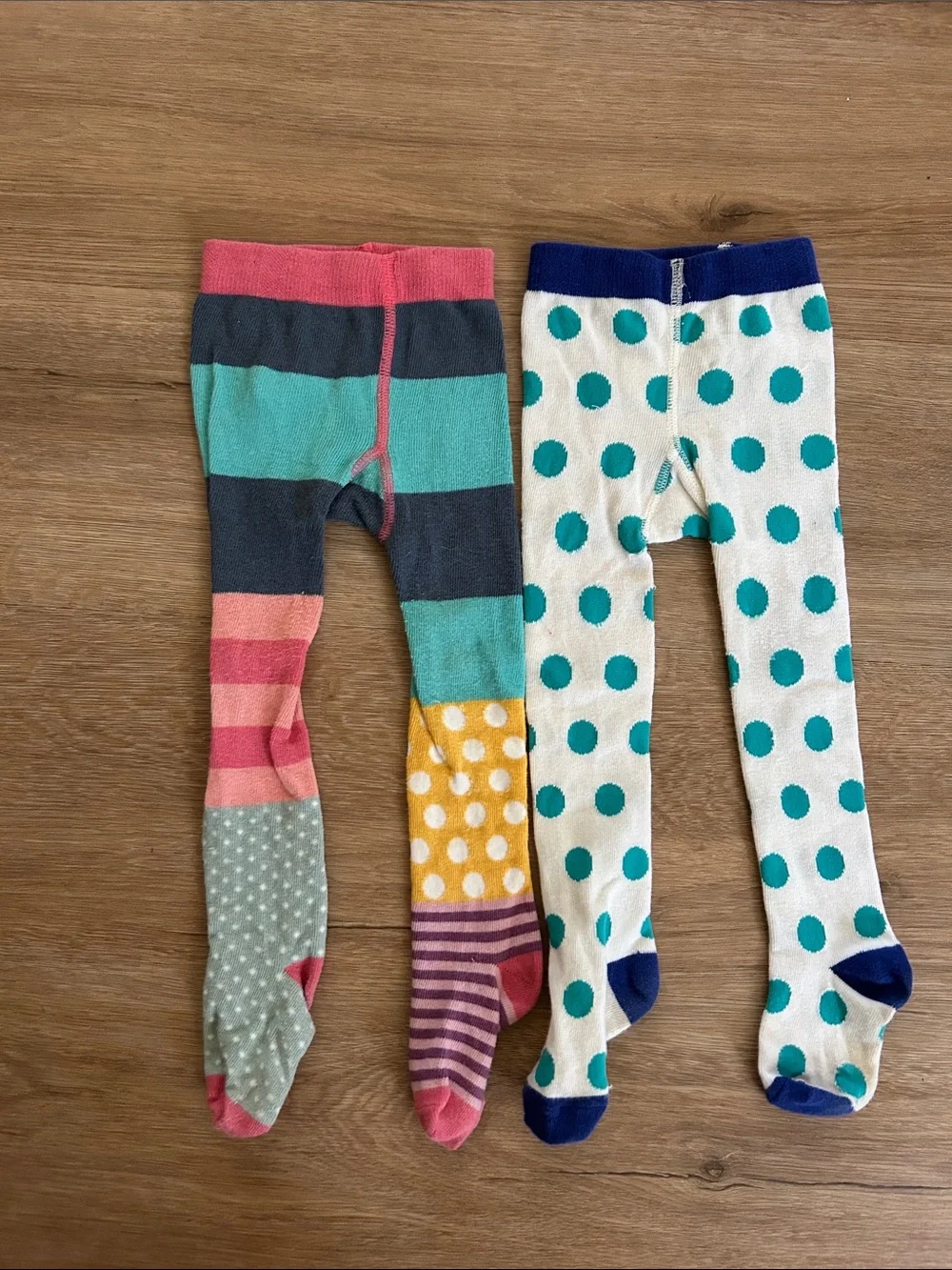 Kids Polka Dot and Stripe Tights - Multicolor